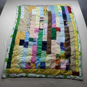 Vintage Frog Baby Quilt Handmade Patchwork Nursery Crib Blanket 45x35